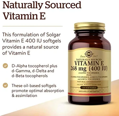 Vista 3 de Mezcla de cápsulas blandas de vitamina E 400 IU (D-Alfa-tocoferol y tocoferol mixto), E3541, 1, 1