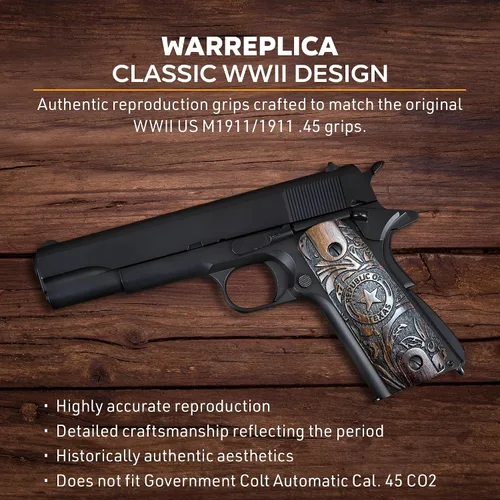 Vista 54 de WWII US M1911 / 1911 .45 Puños de madera - Reproducción