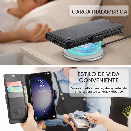Vista 3 de SINIANL Funda tipo cartera para Samsung Galaxy S23 con bloqueo RFID, funda para Samsung S23 para mujeres y hombres con tarjetero con cierre