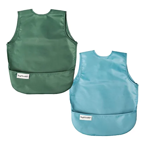 Vista 21 de Tiny Twinkle Baberos para bebé a prueba de desorden Paquete de 2 baberos impermeables para comer Delantal de bebé para alimentación, lavable a