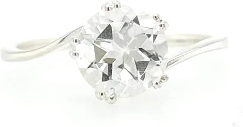 Vista 2 de Natural 2ct White Quartz, Clear Quartz 925 Solid Sterling Silver Ring Size 5.75, 6