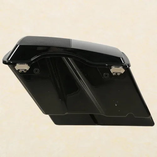 Vista 3 de Alforjas rígidas estiradas de 5 pulgadas con tapas de altavoz de 6 x 9 pulgadas+soportes de conversión cromados para Harley Davidson modelos Softail