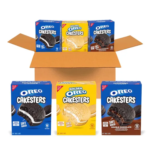 Vista 23 de OREO Cakesters Soft Snack Cakes, 12 paquetes de 5 unidades (60 paquetes de bocadillos en total) 2 pasteles por paquete, envueltos individualmente