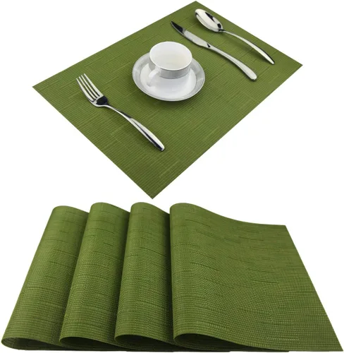 Vista 8 de Manteles individuales de vinilo resistentes al calor, lavables, fáciles de limpiar, manteles individuales de plástico para cocina, mesa de comedor