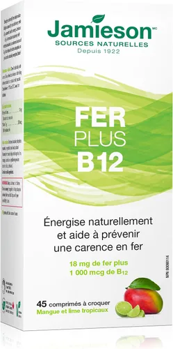 Vista 2 de Jamieson Iron + Vitamina B12, 45 pestañas masticables