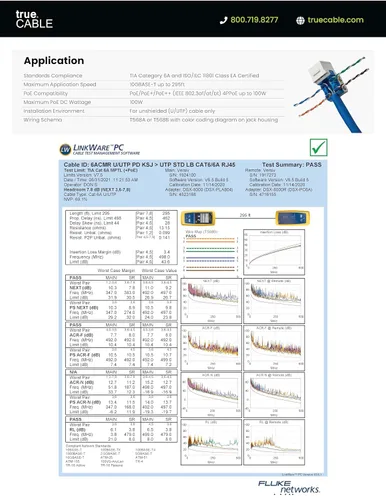 Vista 123 de TRUE CABLE Conector Keystone Cat5e, sin blindaje (UTP), perforado de 90 grados, PoE++ (4PPoE) 100W, certificación UL, verificado ETL, certificado
