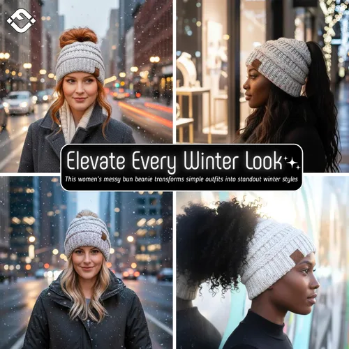 Vista 30 de Funky Junque - Gorro para mujer con ranura para cola de caballo
