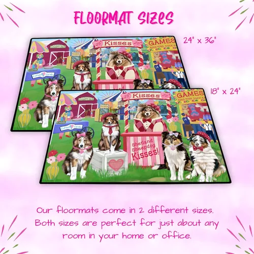 Vista 6 de Doggie of the Day Shetland Sheepdogs Floor Mat - Carnival Kissing Booth - Best Dog Doormat - Protector Decor - Unique Portrait Art - Premium Quality