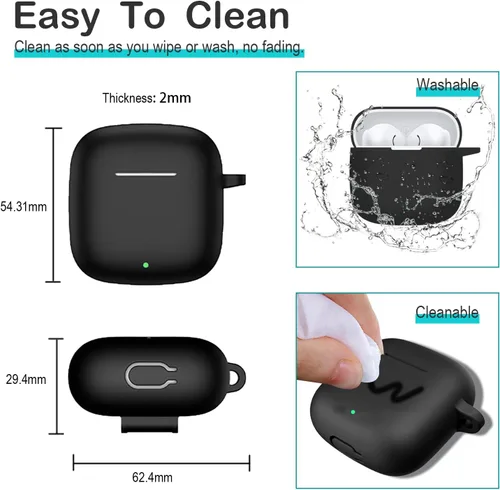 Vista 3 de USTIYA Funda para Huawei Freebuds SE 3 / Se 2 Gen Funda protectora de silicona con cubierta de llavero (negro)