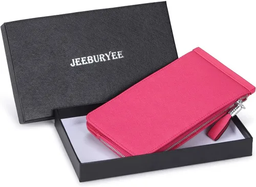 Vista 7 de Cartera de piel auténtica para mujer, con cremallera larga con cremallera RFID