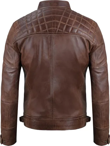 Vista 32 de Blingsoul Real Lambskin Leather Jacket Men - Chaquetas de cuero para Hombres