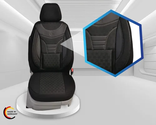 Vista 9 de BREMER SITZBEZÜGE Dimensions seat Covers Compatible with VW T6 Multivan Driver and Passenger from 2015 910 Black