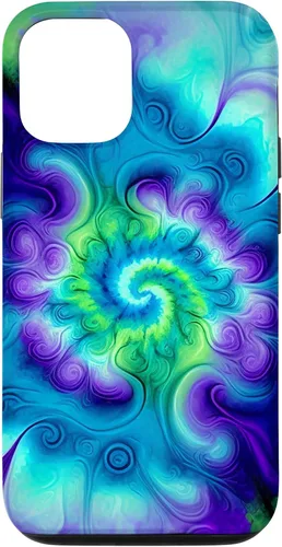 Vista 28 de Tie Dye Colorido Azul Cian Púrpura Verde Diseño Caso para iPhone 17
