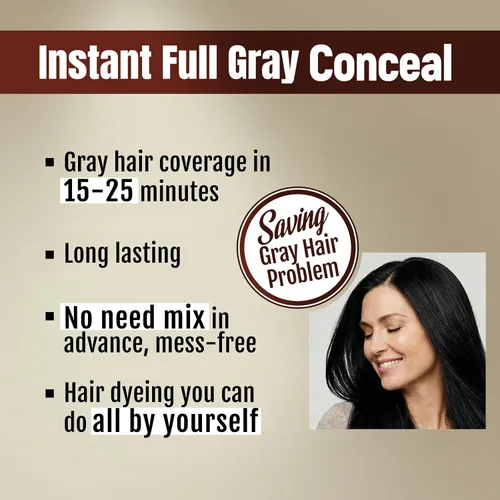 Vista 2 de BOJICA Champú 3 en 1 de tinte de cabello negro para cabello canoso Cobertura instantánea completa de canas, duración de 3 a 4 semanas, incluye