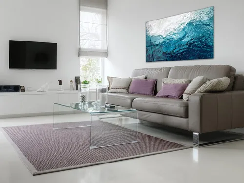 Vista 3 de Arte de pared de vidrio agua del océano - Regalo de inauguración de la casa - Ideas de diseño de interiores - Arte de pared con impresión grande