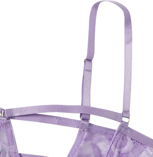 Vista 4 de SweatyRocks - Bralette de encaje transparente para mujer de 2 piezas sostén y panty