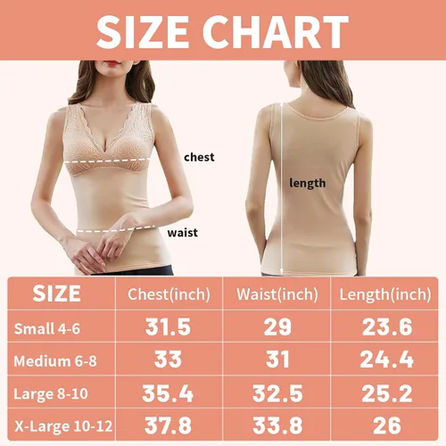 Vista 6 de Ibeauti Womens Basic Camisole Thermal Underwear Thick Fleece Lined Cami Tank Top