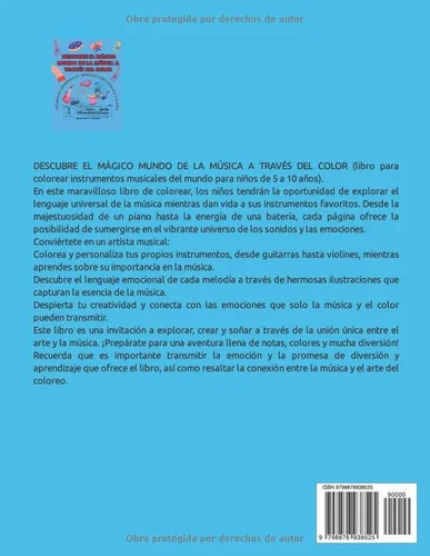 Vista 2 de DESCUBRE EL MÁGICO MUNDO DE LA MÚSICA A TRAVÉS DEL COLOR libro para colorear instrumentos musicales del mundo para niños de 5 a 10 años