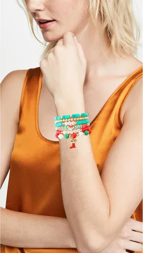 Vista 6 de LALAPPLE Preppy Heishi - Pulseras elásticas de cuentas de arcilla para mujer, apilables de perlas doradas, pulseras con cuentas de ojo malvado