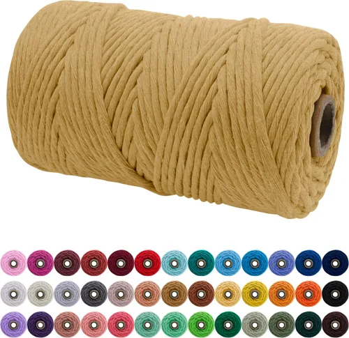 Vista 190 de JeogYong Cordón de macramé de un solo hilo 3 mm x 109 yardas (328 pies) Cuerda de algodón suave Hilo de macramé de 3 mm, suministros de macramé