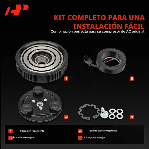 Vista 3 de A-Premium - Kit de embrague para compresor de aire acondicionado Compatible con Jeep Liberty 3.7L 2006-2008, compatible con Dodge Nitro 3.7L