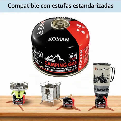 Vista 3 de KOMAN Recipiente de combustible de isobutano de 3.53 onzas (3.53 onzas), estufa de campamento, mezcla de butano, mezcla de propano y combustible
