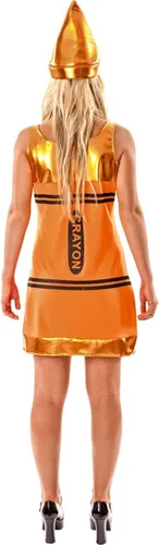 Vista 3 de Disfraz de crayón naranja para mujer, Naranja