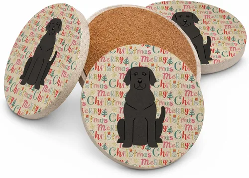 Vista 29 de Abyssinian Sand Terrier Merry Christmas - Posavasos grandes de piedra arenisca (4 unidades)