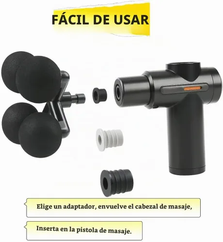 Vista 4 de Cabezal masajeador con 4 bolas redondas, pistola de masaje, cabezales suaves, repuesto de 4 bolas de cabezal de masaje con adaptadores de silicona