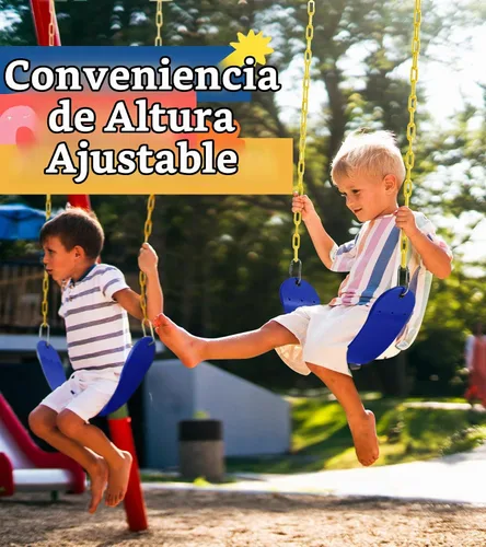 Vista 4 de Asiento de columpio resistente, cadenas de 66" resistentes al óxido con sección recubierta de PPC de 30", accesorios de repuesto para juegos de Azul