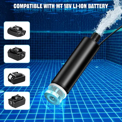 Vista 3 de Bomba de agua sumergible para batería Makita de 18 V, 635 GPH 100 W, bomba de transferencia de agua inalámbrica para tina, estanque, jardín
