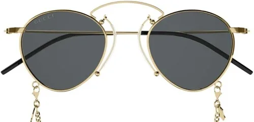 Vista 2 de Gucci GG1034S - Lentes de sol unisex con cadena dorada y gris 4822145, Cadena de oro y oro gris, 4822145