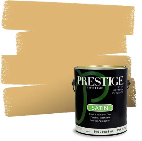 Vista 110 de PRESTIGE Pinturas de pintura exterior e imprimación en uno, 1 galón, plano, combinación comparable de Benjamin Moore* Manzanilla*