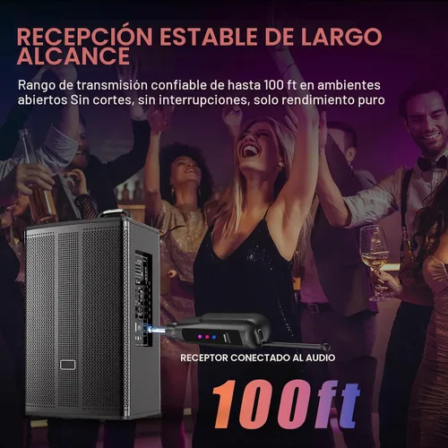 Vista 5 de Sistema de micrófono inalámbrico Aveek de 2.4GHz, micrófonos recargables y receptor, plug & play para máquina de karaoke, altavoces de fiesta