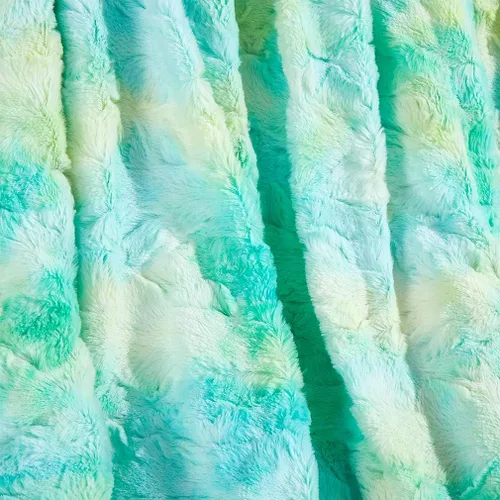 Vista 5 de COCOPLAY W Mantas de piel sintética, supersuaves, ligeras, lujosas, acogedoras, cálidas, de microfibra, en colores menta y arcoíris, de felpa Sherpa