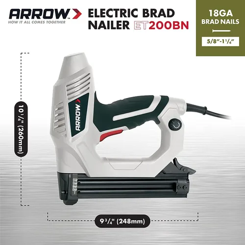 Vista 3 de Arrow ET200BN Clavadora Eléctrica de Alta Resistencia, Pistola de Clavos Profesional para Molduras, Marcos de Cuadros, Manualidades, Cercas, Utiliza