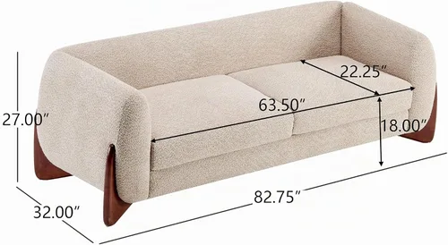 Vista 2 de Christopher Knight Home Almab - Sofá de 82 pulgadas, acogedor sofá tapizado Boucle de 3 plazas, sofá con marco de madera, cómodos sofás para sala