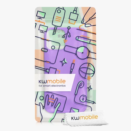Vista 7 de kwmobile Funda compatible con Apple iPhone 12 Pro Max, funda de silicona TPU con acabado suave, color morado orquídea