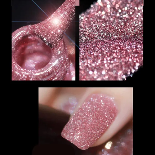 Vista 2 de VERONNI Explosion Diamond - Esmalte de uñas de gel reflectante brillante con purpurina brillante para remojar el gel de uñas UV, gel de diamante 03