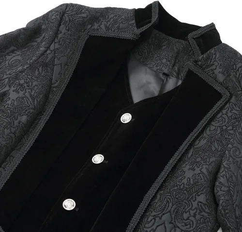 Vista 5 de VJQUMM Chaqueta steampunk para hombre, estilo gótico, victoriano, abrigo de túnica