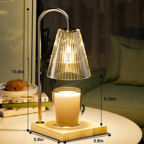 Vista 2 de Lámpara calentadora de velas, lámpara regulable con temporizador, regalos para mamá, calentador eléctrico de lámpara de vela con 2 bombillas