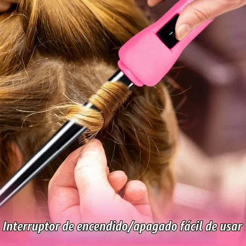 Vista 4 de HerStyler - Mini rizador de pelo para bebé, 9 a 0.512 in, cañón cónico, color rosa