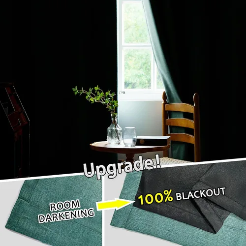 Vista 4 de Cortinas texturizadas 100% opacas en espiga, 2 paneles, cortinas de 84 pulgadas de largo para sala de estar, cortinas de tratamiento de ventanas