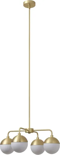 Vista 6 de Linea di Liara Novara - Candelabros dorados de 4 luces para comedor, lámpara sobre mesa, globo de vidrio, iluminación colgante de cocina, lámpara