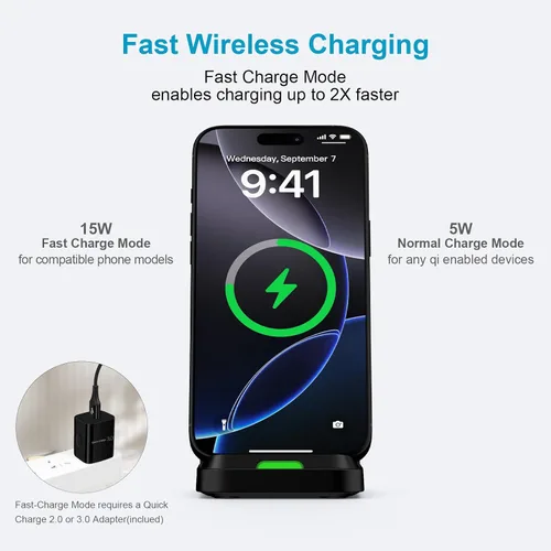 Vista 4 de Cargador inalámbrico Google Pixel Estación de carga rápida para Google Pixel 10a 10 Pro XL 9a 9 8 7, 15 W Android Soporte de cargador de teléfono