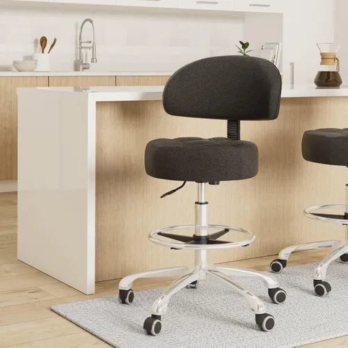 Vista 2 de Grace&Grace Taburete giratorio de altura ajustable con asiento extra grande extra grueso para máxima comodidad para salón, estudio, tienda, cocina