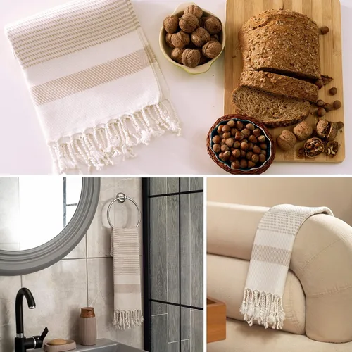 Vista 5 de Ruvy Home Basics - Juego de 2 toallas de mano turcas para baño, 18 x 40 pulgadas, algodón y baño decorativo, toallas de cocina, paños de cocina, té