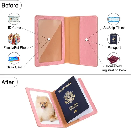 Vista 4 de labato Soporte para pasaporte para mujer, cartera de pasaporte, organizador de documentos de viaje, accesorios de crucero impermeables