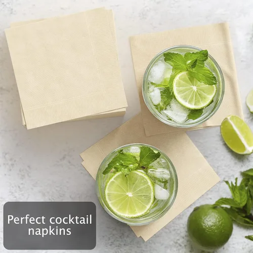 Vista 3 de Paquete de 1000 servilletas de papel kraft natural compostables color marrón – Servilletas pequeñas de 9 x 9 pulgadas para barra y cóctel sin