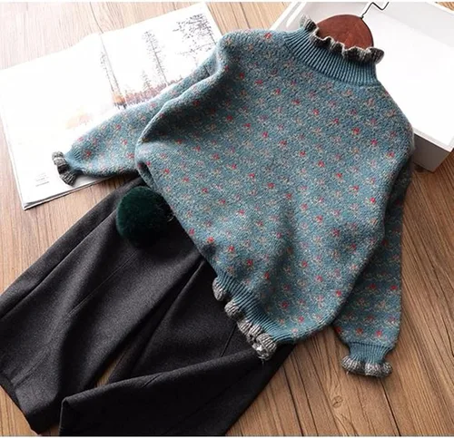 Vista 2 de Camisetas para bebé niña, suéter con mangas de suéter, ropa de una niña larga con fondo largo para niñas de bebé simple